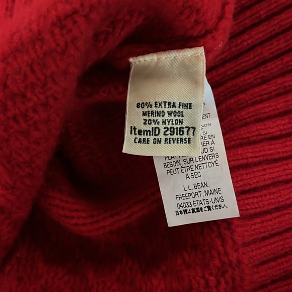 L.L. Bean Vibrant Red Knit Sweater merino wool (80%) - Picture 4 of 4